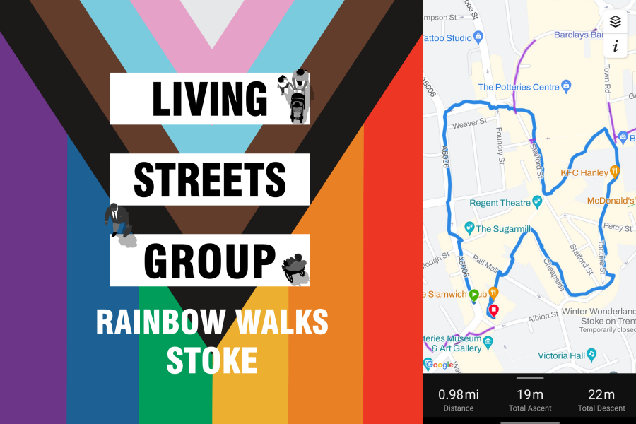 Rainbow Walks Stoke 1 mile route around Hanley