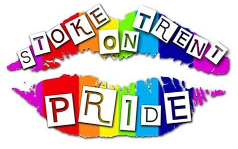 Rainbow lips with words Stoke-on-Trent Pride