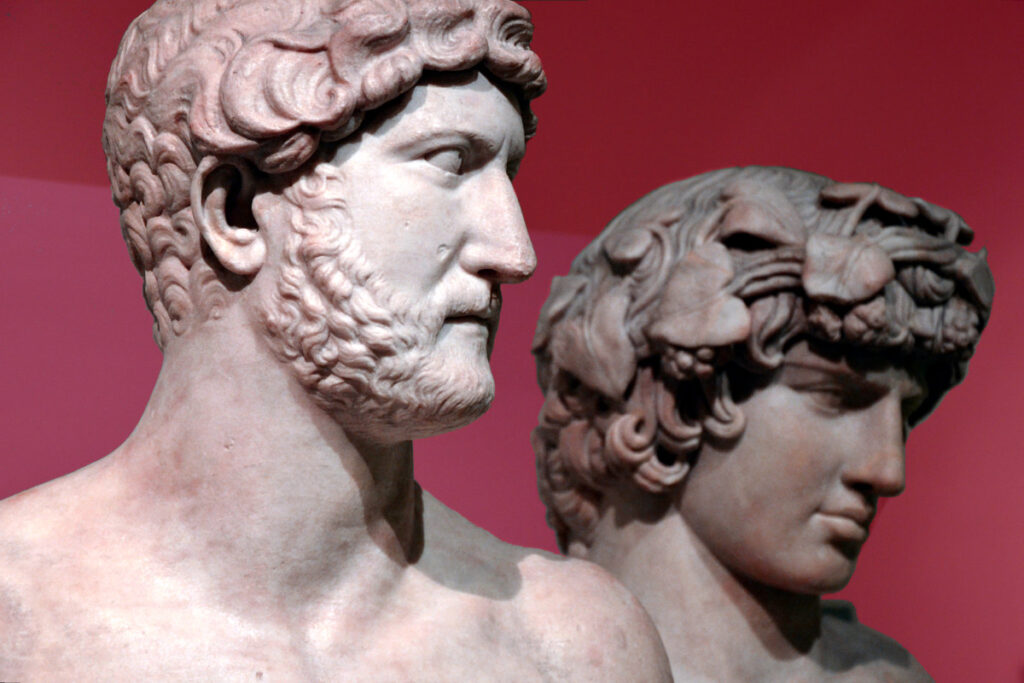 Roman busts of Hadrian and Antinous