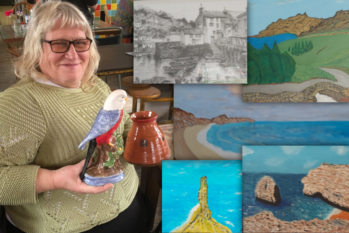 Angie Boote with some of her art
