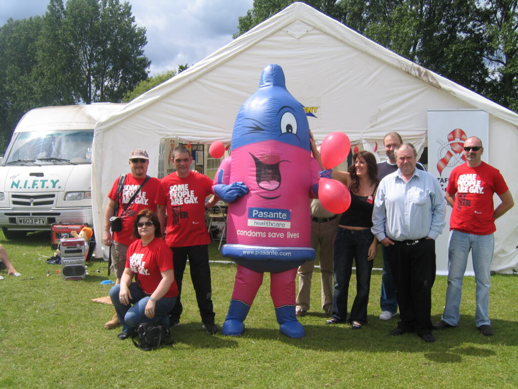 2008 - MESMEN staff and volunteers at The Pink Picnic at Lichfield Fuse Festival.