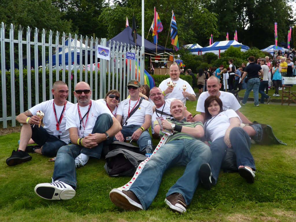 2009 - MESMEN staff, volunteers and supporters at Stoke Pride.