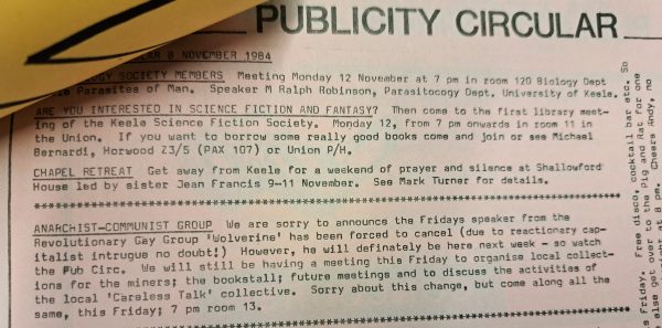 1984 - 8 Nov Anarchist Communist Group and Gay Soc Joint Meeting Cancelled